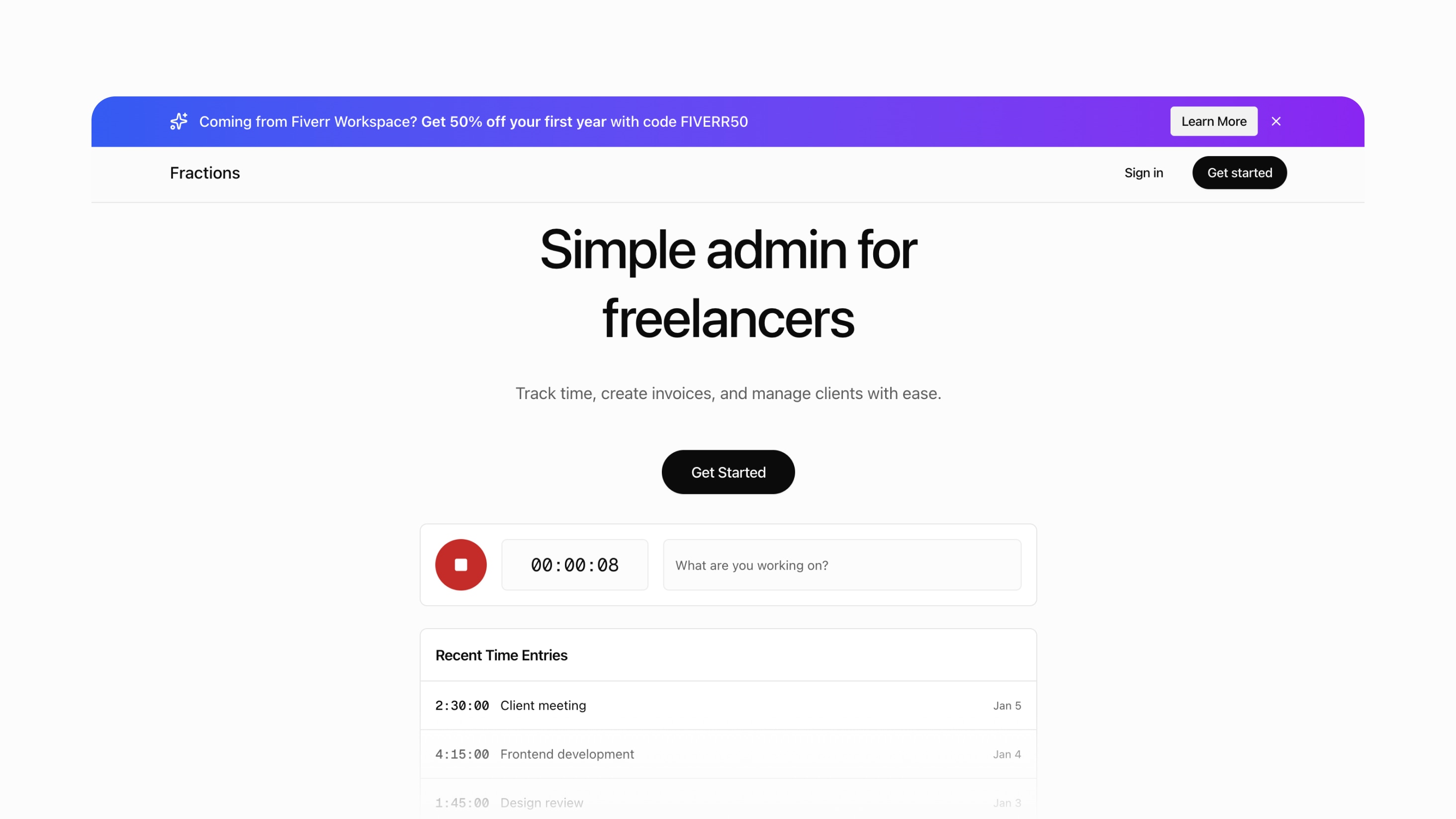 Time tracking and invoicing for freelancers
