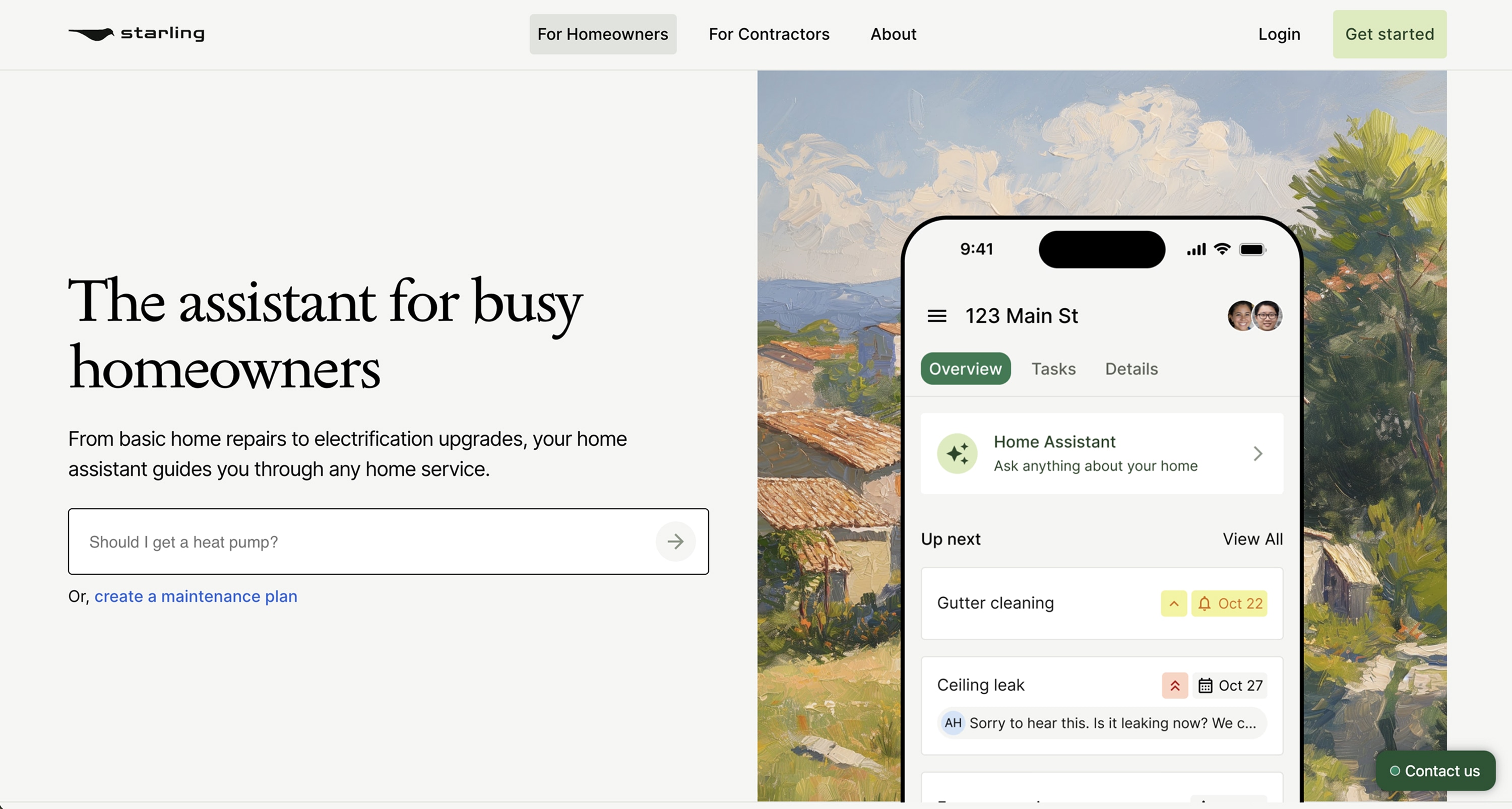 The marketing website's homepage hero.